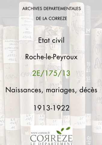 Naissances, mariages, décès (1913-1922).