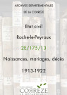 Naissances, mariages, décès (1913-1922).