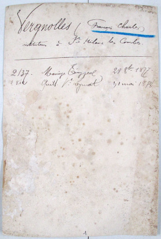 Répertoire alphabétique sur fiches : Vergnolles-Vidal