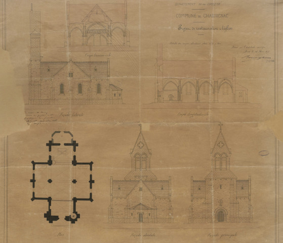 Eglise. Presbytère. Cimetière ; concessions. Monument aux morts. Fontaine publique