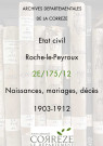 Naissances, mariages, décès (1903-1912).