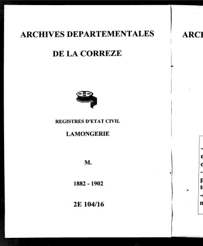 Mariages (1882-1902)