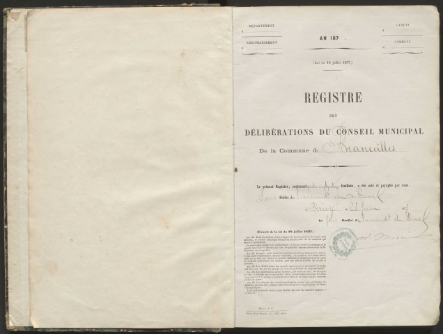 Délibérations du conseil municipal. 13 août 1873-20 décembre 1885