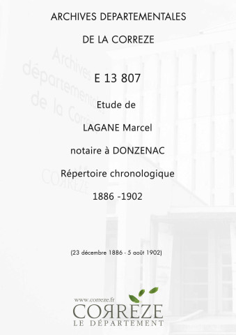 Répertoire chronologique : 23 décembre 1886-5 août 1902