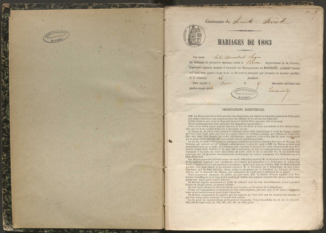 Mariages (1883-1892)