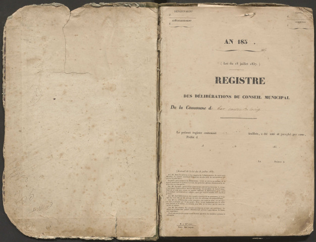 Délibérations du conseil municipal. 06 mars 1853-22 juillet 1872