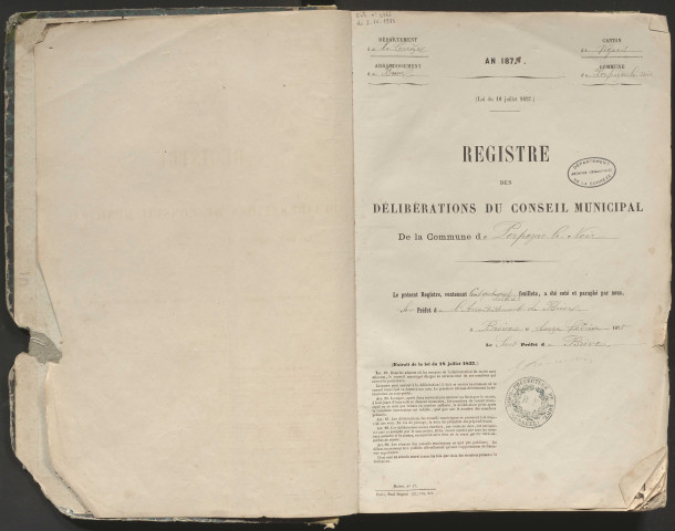 Délibérations du conseil municipal. 24 février 1878-10 avril 1892