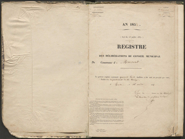Délibérations du conseil municipal. 18 août 1852-16 novembre 1864