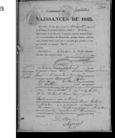 Naissances, mariages, décès (1863-1872)