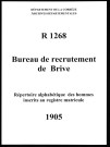 Classe 1905 : table alphabétique.