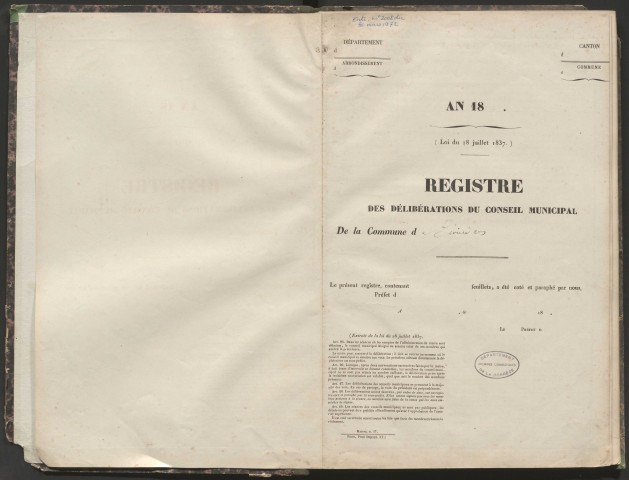 Délibérations du conseil municipal. 08 mai 1864-21 mai 1865