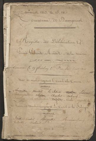 Délibérations du conseil municipal. 14 mai 1794-05 août 1816
