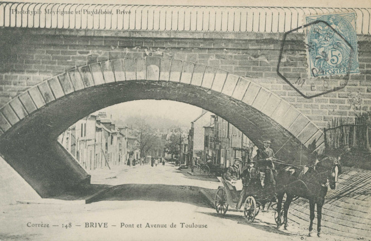 Brive-la-Gaillarde : "Corrèze - 148 - Brive - Pont et avenue de Toulouse".