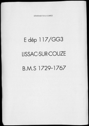 Baptêmes, mariages, sépultures (1729-1767)
