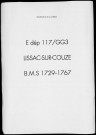 Baptêmes, mariages, sépultures (1729-1767)