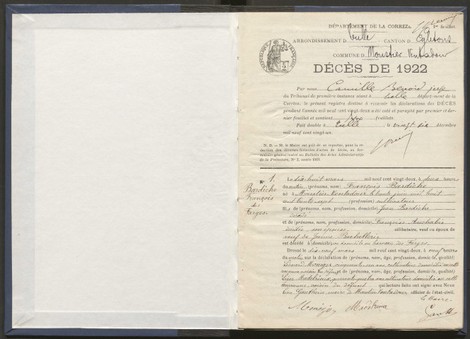 Décès (1922-1932).