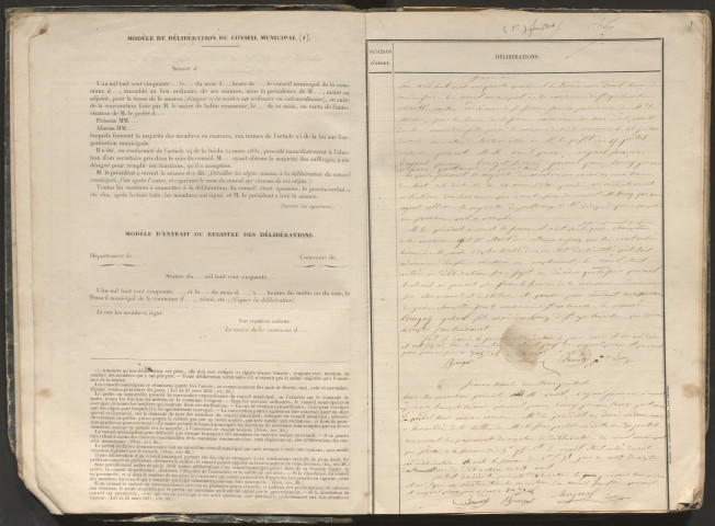 Délibérations du conseil municipal. 3 août 1854-17 novembre 1870