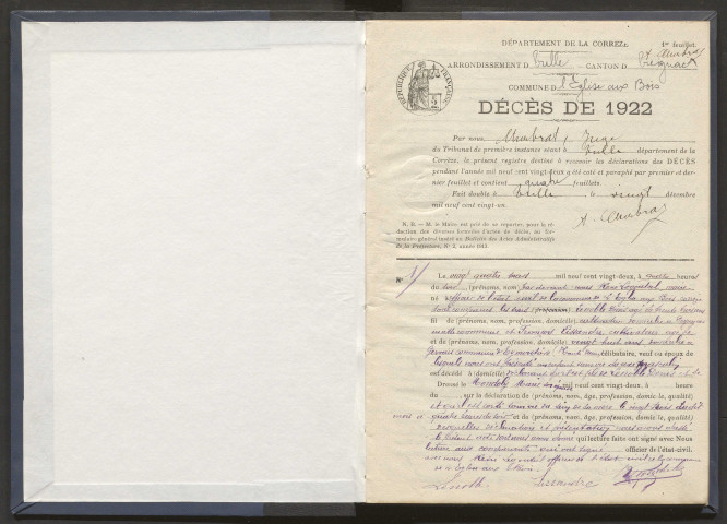 Décès (1922-1932).