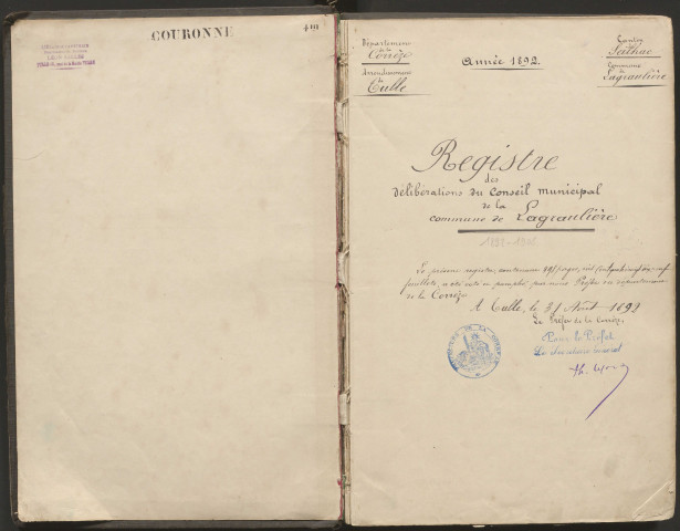Délibérations du conseil municipal. 18 septembre 1892-5 juillet 1908