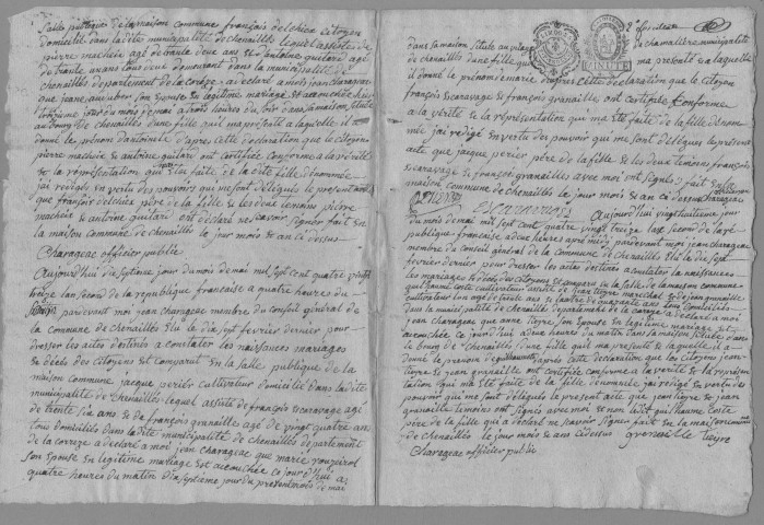 Naissances, mariages, décès (1793-1798)
