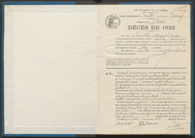 Décès (1922-1932).