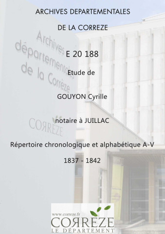Répertoire chronologique et alphabétique : A-V