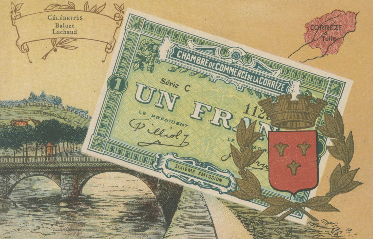 Tulle : pont et action émise par la Chambre de commerce de la Corrèze.