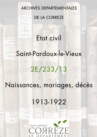 Naissances, mariages, décès (1913-1922).