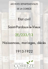 Naissances, mariages, décès (1913-1922).