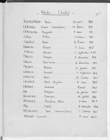 Tables décennales des décès (1943-1952)