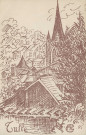 Tulle : "Tulle". Clocher de la cathédrale, dessin.