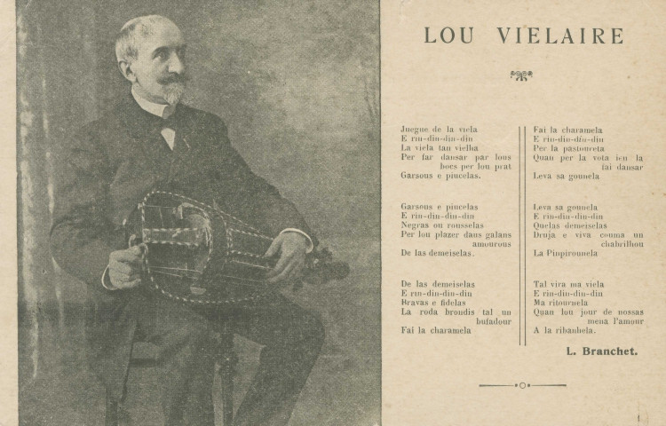 Folklore : "Lou vielaire". Paroles d'une chanson de léon Branchet en langue limousine.