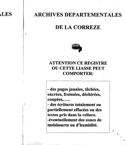 Naissances, mariages, décès (1833-1842)