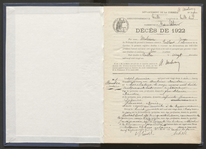 Décès (1922-1932).