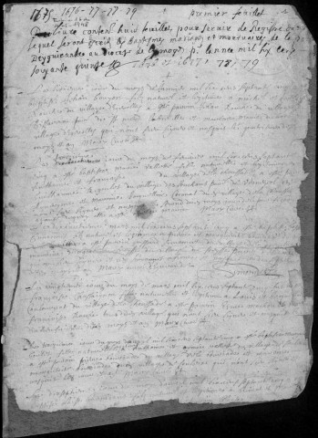 Baptêmes, mariages, sépultures (1675-1733)