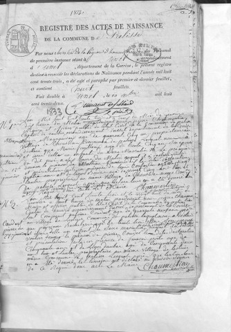 Naissances, mariages, décès (1833-1842)
