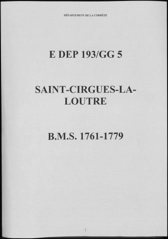 Baptêmes, mariages, sépultures (1761-1779)