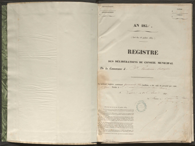 Délibérations du conseil municipal. 12 mai 1858-15 juin 1874