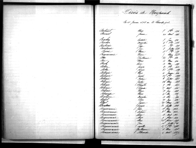 Tables décennales des décès (1893-1902)