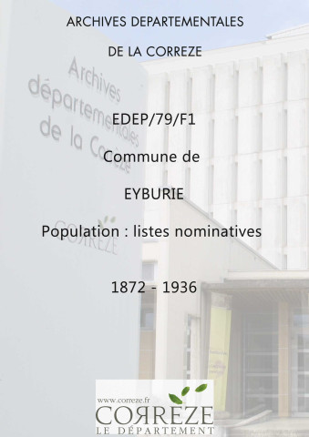 Population : listes nominatives. 1872-1936