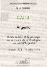 Droits de bac et de passage sur la rivière de la Dordogne au port d'Argentat.