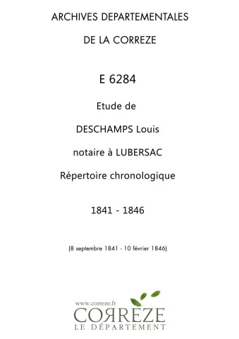 Répertoire chronologique : 8 septembre 1841-10 février 1846