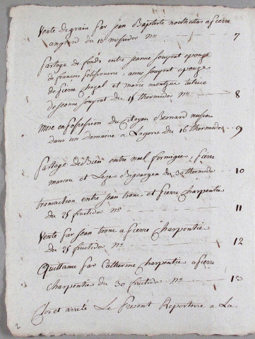 Répertoire chronologique : 28 germinal an III-30 décembre 1810