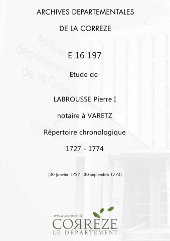 Répertoire chronologique : 30 janvier 1727-décembre 1799