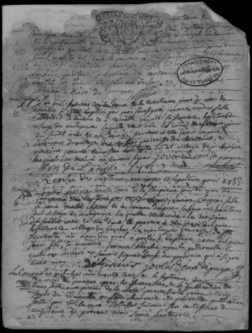 Baptêmes, mariages, sépultures (1733-1752)