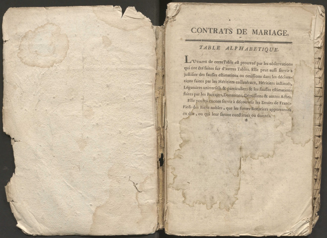 Table des contrats de mariage par le nom des femmes