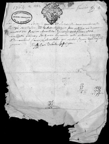 Baptêmes, mariages, sépultures (1764-1792)