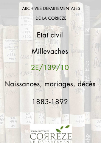 Naissances, mariages, décès (1883-1892)