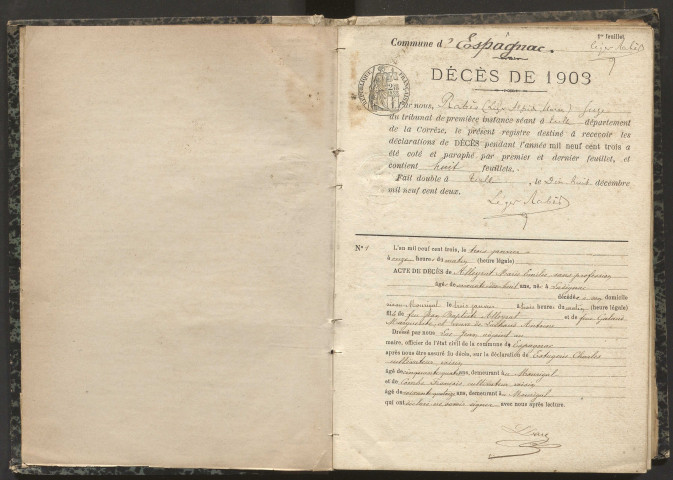 Décès (1903-1921).