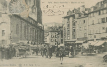 Tulle : "Tulle. Place Gambetta - Marché au bois. La Corrèze illustrée N.14.".